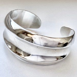 White Gold-Plated Sterling Silver Cuff Bracelet